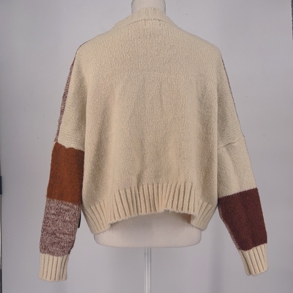 NWT Anthropologie Luna Ivy Brown Cream Flower oversized cardigan size XS - Picture 2 of 4